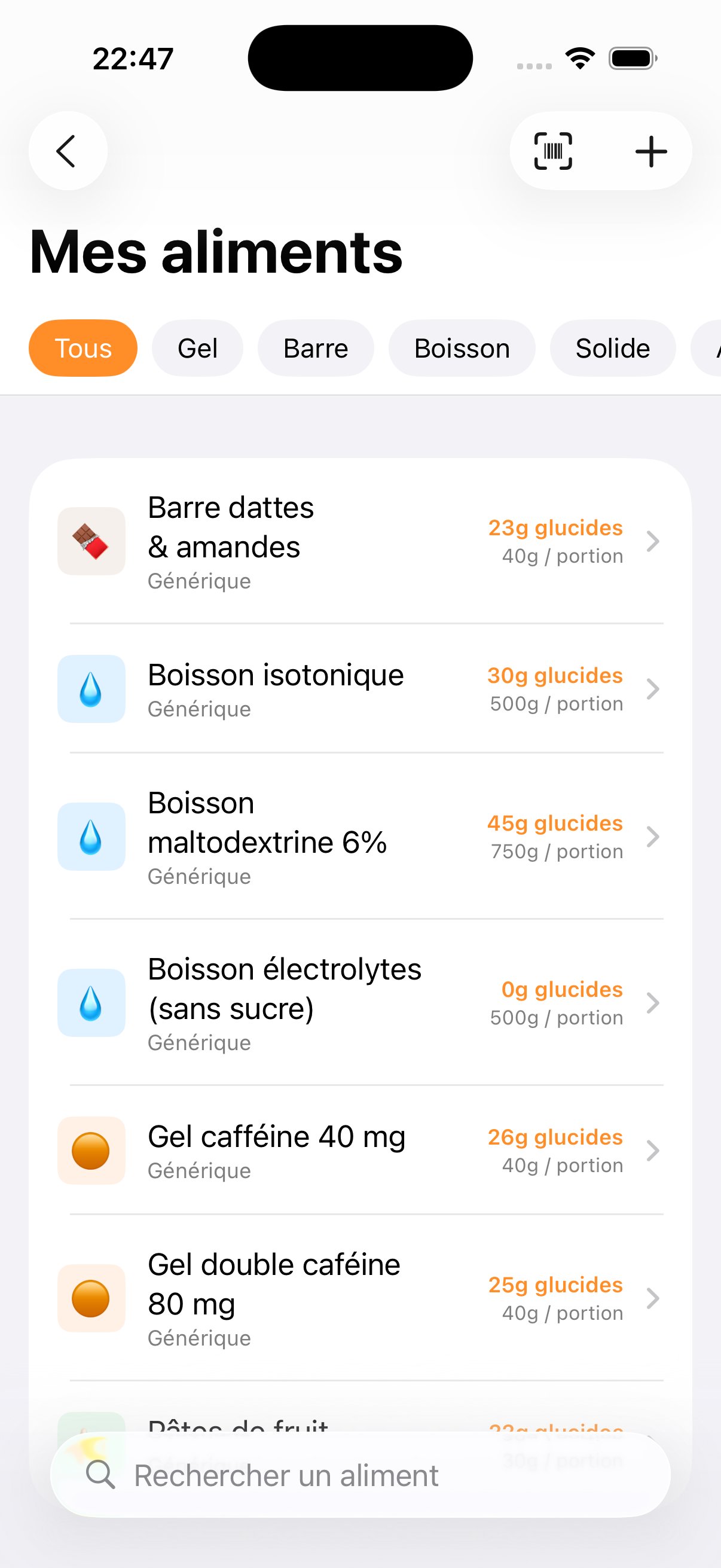 CycloNutrition — Mes aliments